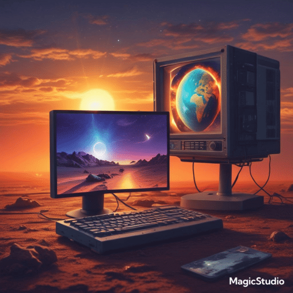 Retro Computer on the Earths Sun